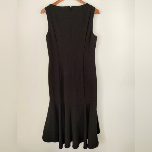 Calvin Klein Hi Low Ruffle Hem Sleeveless Midi Dress Size 10 Black Classic - Picture 7 of 9